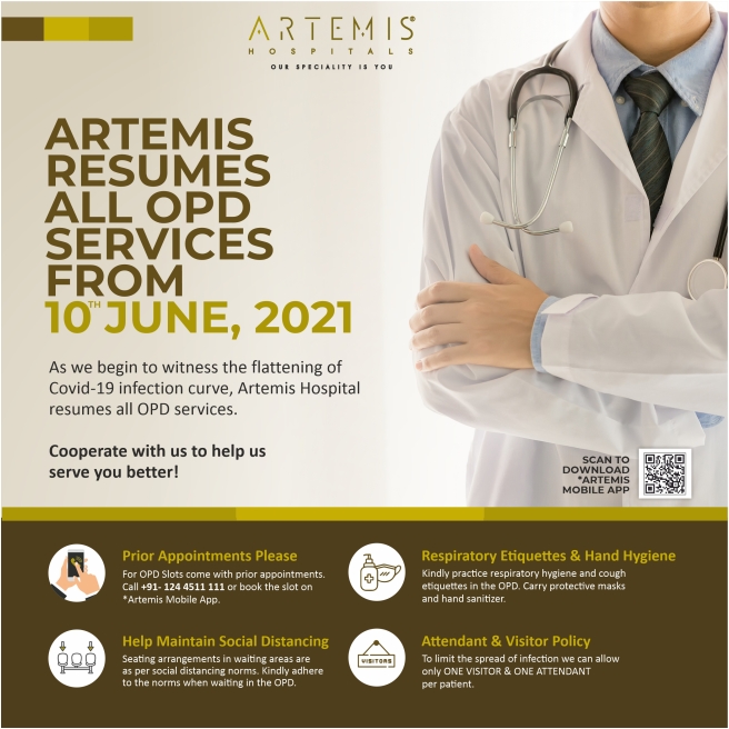 artemis-resumes-all-opd-services-from-10th-june-2021